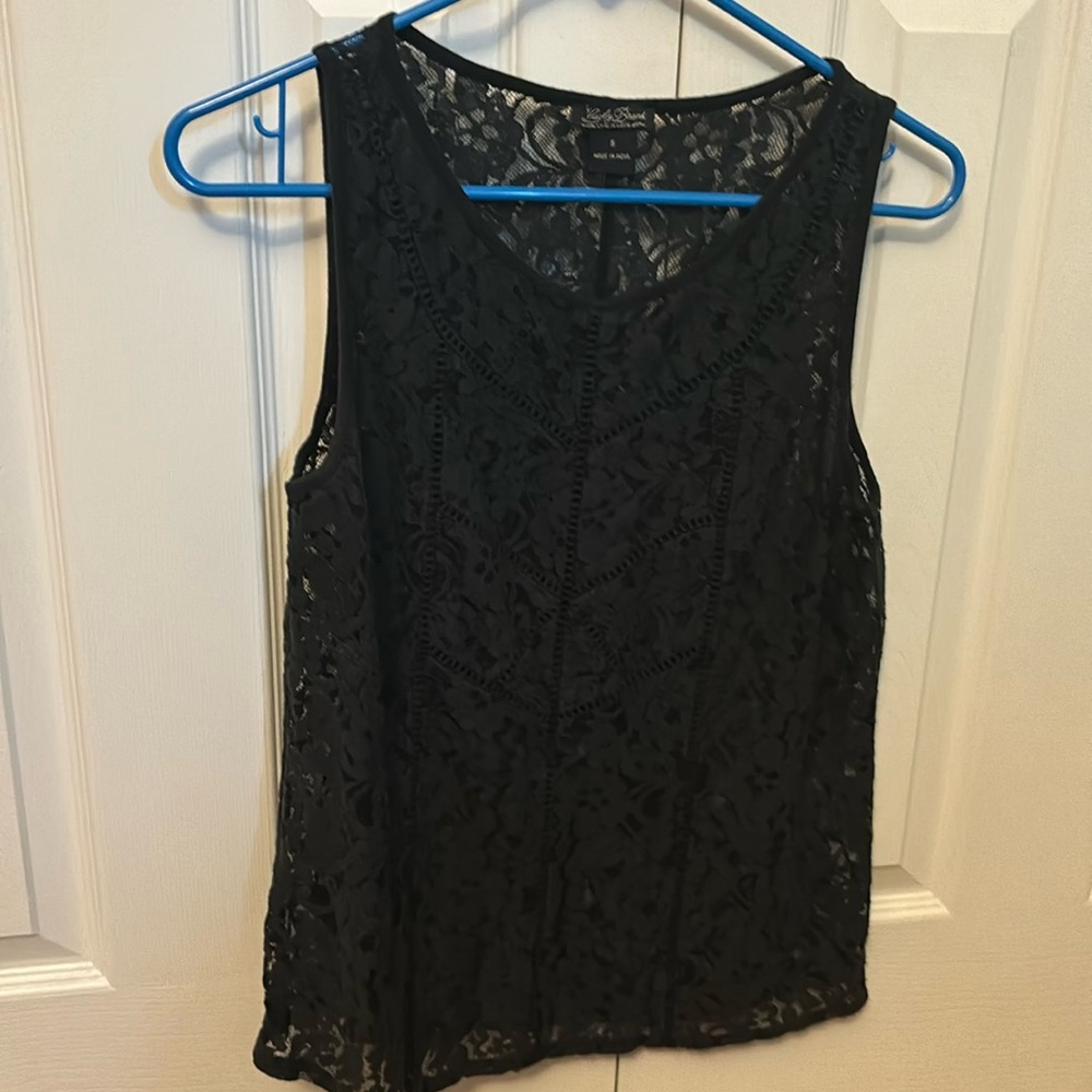 Lucky Brand Sheer Black Lace Tank Small